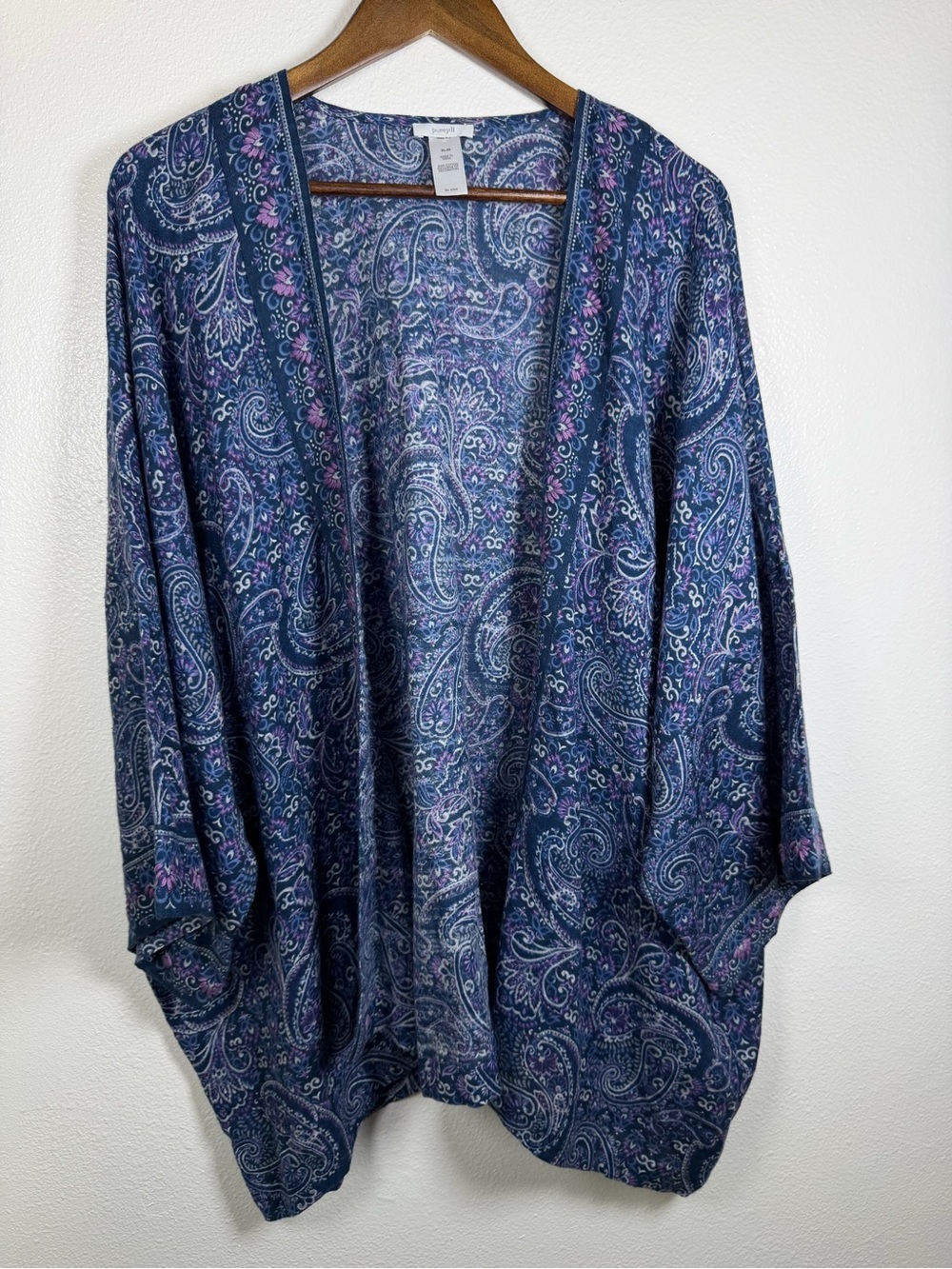 J. Jill Pure Jill Paisley Kimono Shrug in Purple and Blue Size XL-3X